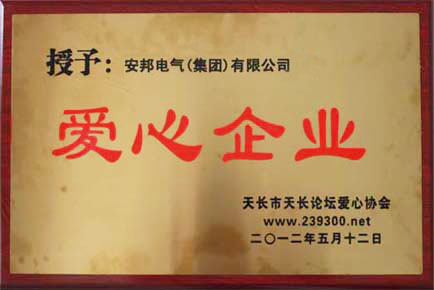 安邦電氣集團(tuán)被授予“愛心企業(yè)”稱號