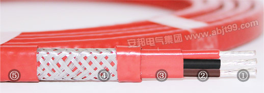 三芯串聯(lián)式恒功率電伴熱帶結構圖